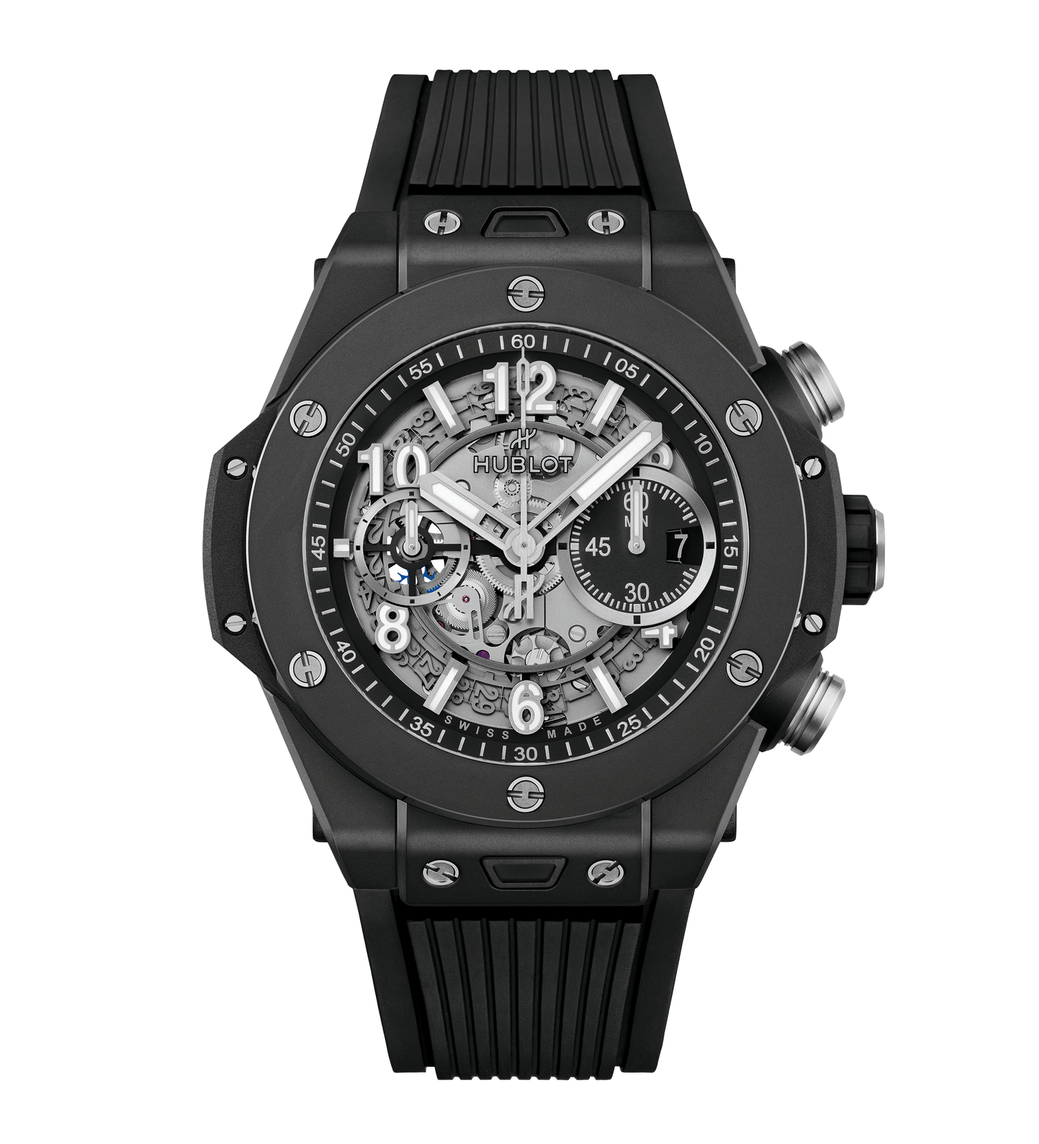 Hublot Big Bang Unico Black Magic 44mm Watch with Rubber Strap